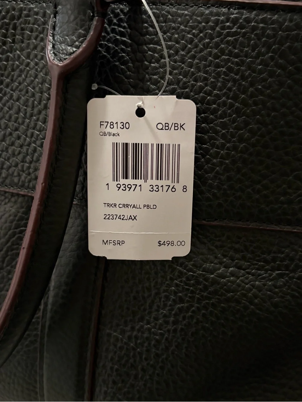 NEW Coach Trekker Bag Signature Pebbled Leather Black Luggage Carry All F78130